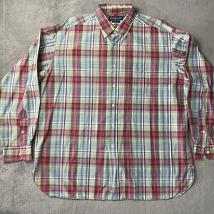 Ralph Lauren Shirt Mens XL Green Red Plaid McMeel Long Sleeve Button Down‎